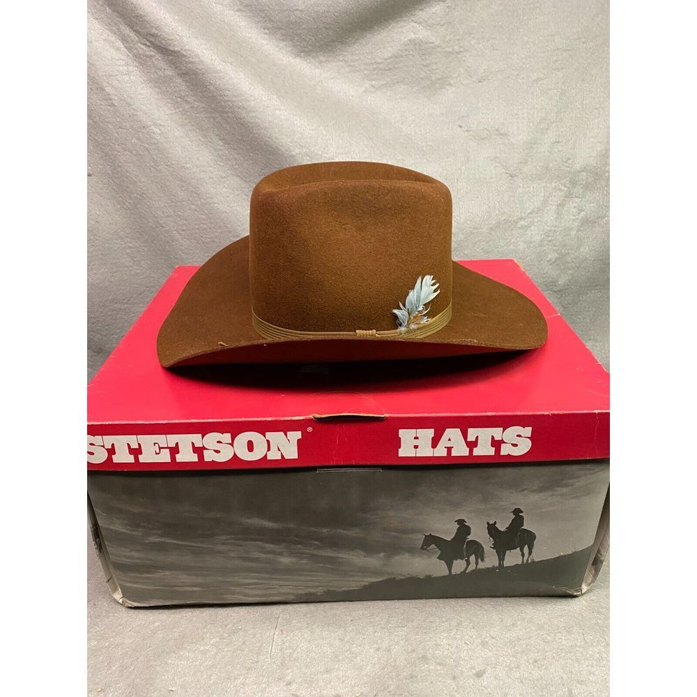 VINTAGE STETSON OILMAN SABLE DURA FELT‎ WIDE BRIM HAT SIZE 6 7/8 SLIGHTLY USED